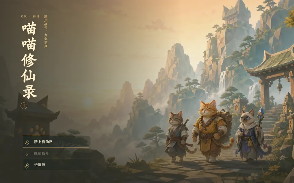 喵喵修仙录 · 猫主题 Roguelike 修⁠仙⁠游⁠戏 页面预览
